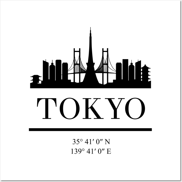 TOKYO JAPAN BLACK SILHOUETTE SKYLINE ART Wall Art by deificusArt